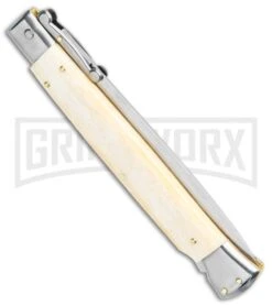 Frank B. 11" Italian Stiletto Swinguard Camel Bone Auto Knife - Dagger -Kershaw Sale Store Frank B 11in Stiletto Swinguard Camel Bone Dagger GX 10608 jr side large