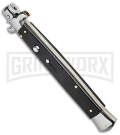 Frank B. 13" Black Italian Stiletto Automatic Knife - Bayonet Satin Plain -Kershaw Sale Store Frank B 13in Italian Stiletto Black Bayo Satin GX 8288 jr spine large