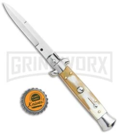 Frank B. Italian Stiletto 7.5" Honey Horn Automatic Knife - Polish Bayonet -Kershaw Sale Store Frank B 7.5in Italian Stiletto Honey Horn Auto Polish Bayo GX 36623 jr bottlecap large