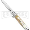 Frank B. Italian Stiletto 7.5" Honey Horn Automatic Knife - Polish Bayonet -Kershaw Sale Store Frank B 7.5in Italian Stiletto Honey Horn Auto Polish Bayo GX 36623 jr large
