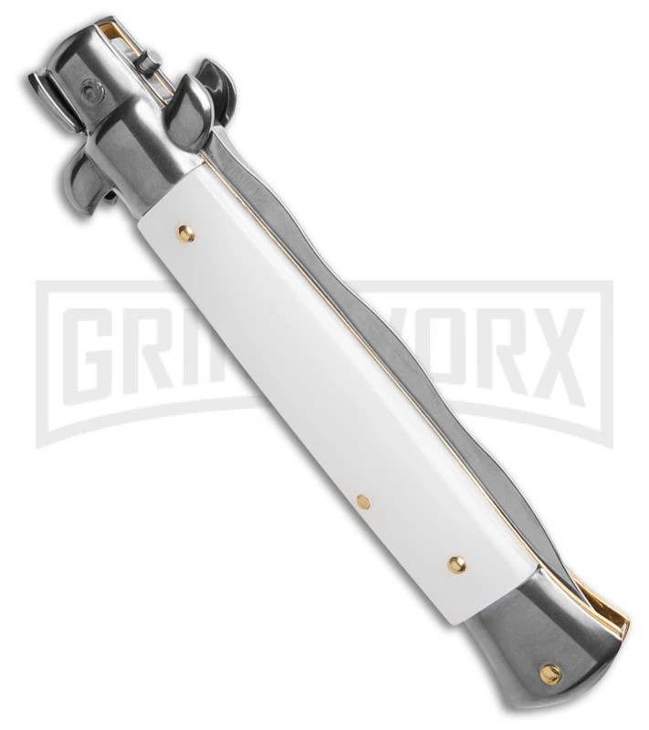 Frank B. 9" Italian Stiletto White Pearlex Automatic Knife - Kriss 3 Frank B. 9" Italian Stiletto White Pearlex Automatic Knife - Kriss - Image 3