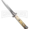 Frank B. 9" Italian Stiletto Blonde Horn Automatic Knife - Bayonet -Kershaw Sale Store Frank B 9in Italian Stiletto Blonde Horn Automatic Knife Bayonet GX 41636 hd large