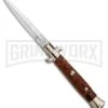 Frank B 9" Italian Stiletto Briar Wood Automatic Knife - Dagger Satin -Kershaw Sale Store Frank B 9in Italian Stiletto Briar Wood Auto Dagger BP 30454 jr large