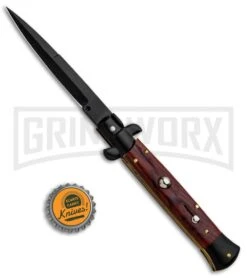 Frank B. 9" Italian Stiletto Cocobolo Wood Automatic Knife - Bayo Black -Kershaw Sale Store Frank B 9in Italian Stiletto Cocobolo Wood Auto Bayo Black GX 31974 jr bottlecap large