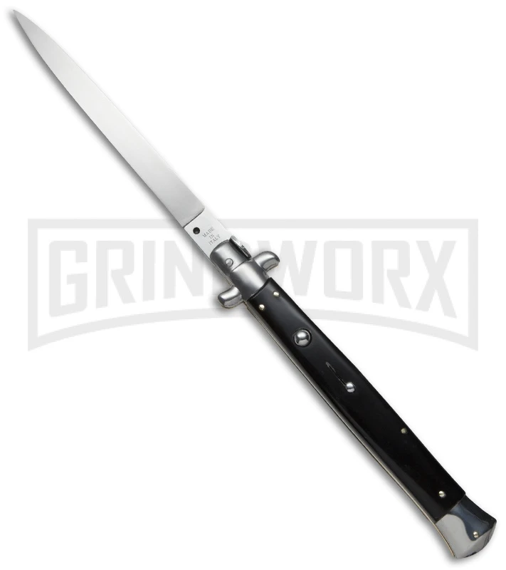 SKM 13" Italian Stiletto Dark Horn Automatic Knife - Flat Grind 1 SKM 13" Italian Stiletto Dark Horn Automatic Knife - Flat Grind