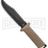 Frost 12" Fixed Blade Knife Tan Rubber Serr Spine W/ Sheath (12.6" Black Serr) -Kershaw Sale Store Frost 12in Tan Rubber Handle Black Serr BHQ 104616 jr large