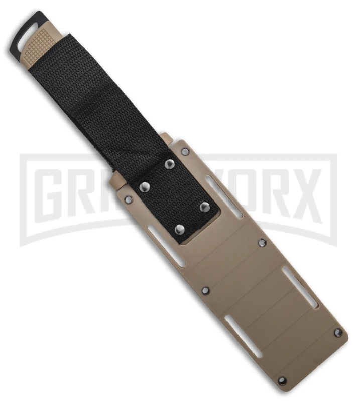 Frost 12" Fixed Blade Knife Tan Rubber Serr Spine W/ Sheath (12.6" Black Serr) 3 Frost 12" Fixed Blade Knife Tan Rubber Serr Spine W/ Sheath (12.6" Black Serr) - Image 3