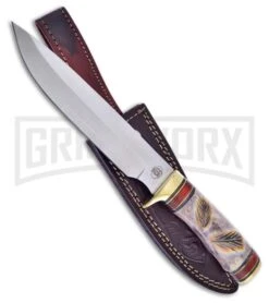 Frost Chipaway Red Plains Chief Bone & Wood Fixed Blade Knife - Satin Plain