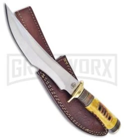 Frost Cutlery Black Fort Warrior Bone Fixed Blade Knife - Satin Plain