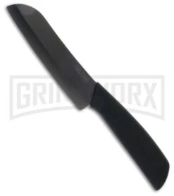 Frost Cutlery Chef Deluxe Santoku Black Fixed Blade Knife - Black Plain