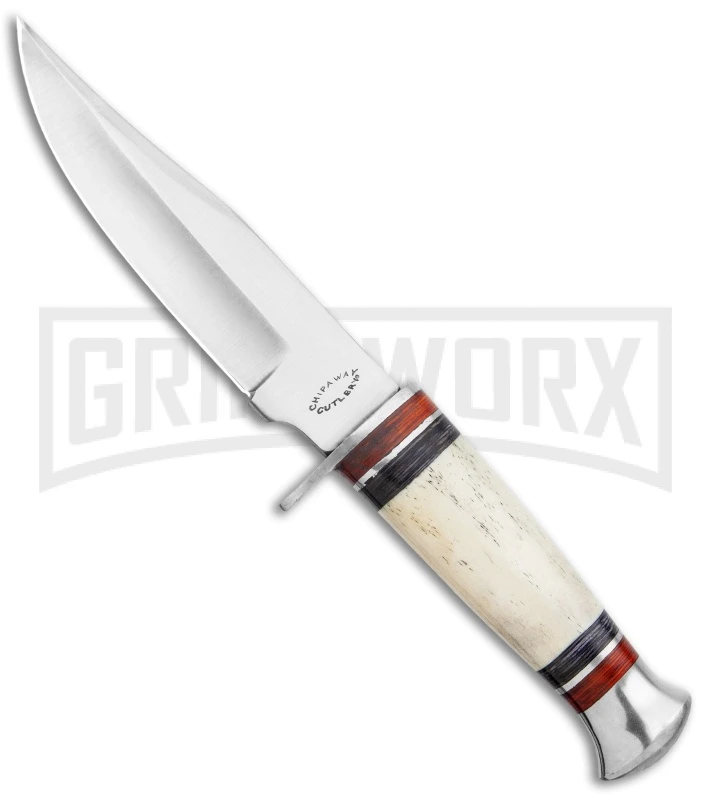 Frost Cutlery Chipaway Bowie White Smooth Bone Fixed Blade Knife - Satin Plain 1 Frost Cutlery Chipaway Bowie White Smooth Bone Fixed Blade Knife - Satin Plain