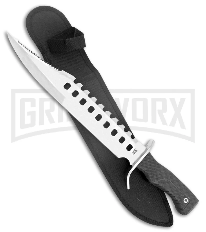 Frost Cutlery Chipaway Guardian Black Rubber Fixed Blade Knife - Satin Plain 1 Frost Cutlery Chipaway Guardian Black Rubber Fixed Blade Knife - Satin Plain