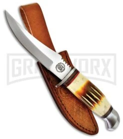 Frost Cutlery Chipaway Skinner Torchbone Brown Fixed Blade Knife - Satin Plain