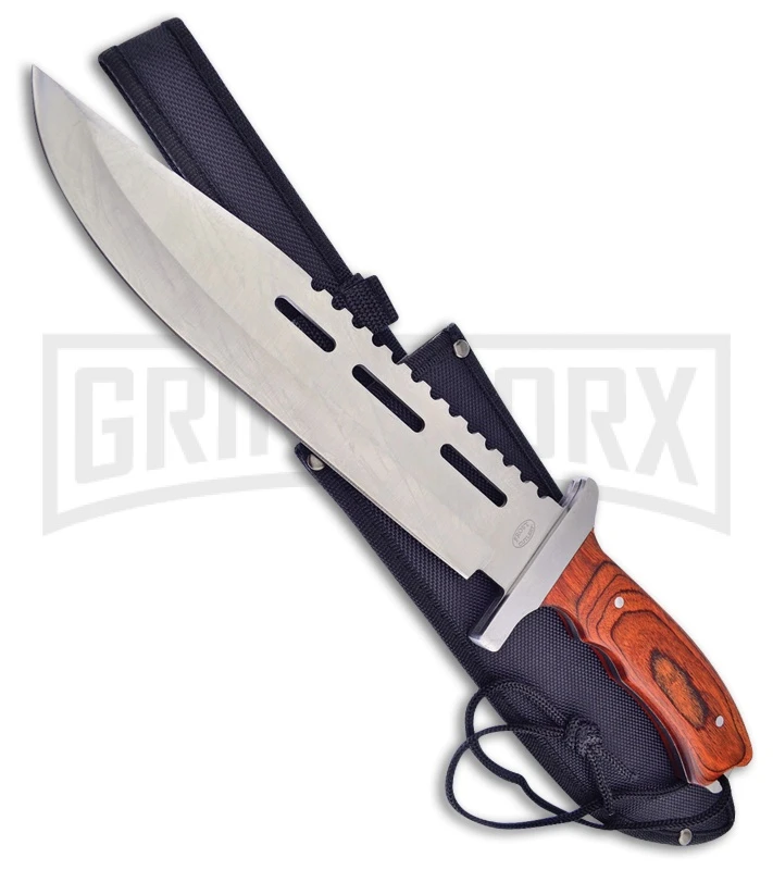 Frost Cutlery Combat Dagger Brown Pakkawood Fixed Blade Knife - Satin Plain 1 Frost Cutlery Combat Dagger Brown Pakkawood Fixed Blade Knife - Satin Plain