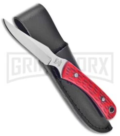 Frost Cutlery Hen & Rooster Caper Red Pick Bone Fixed Blade Knife - Satin Plain
