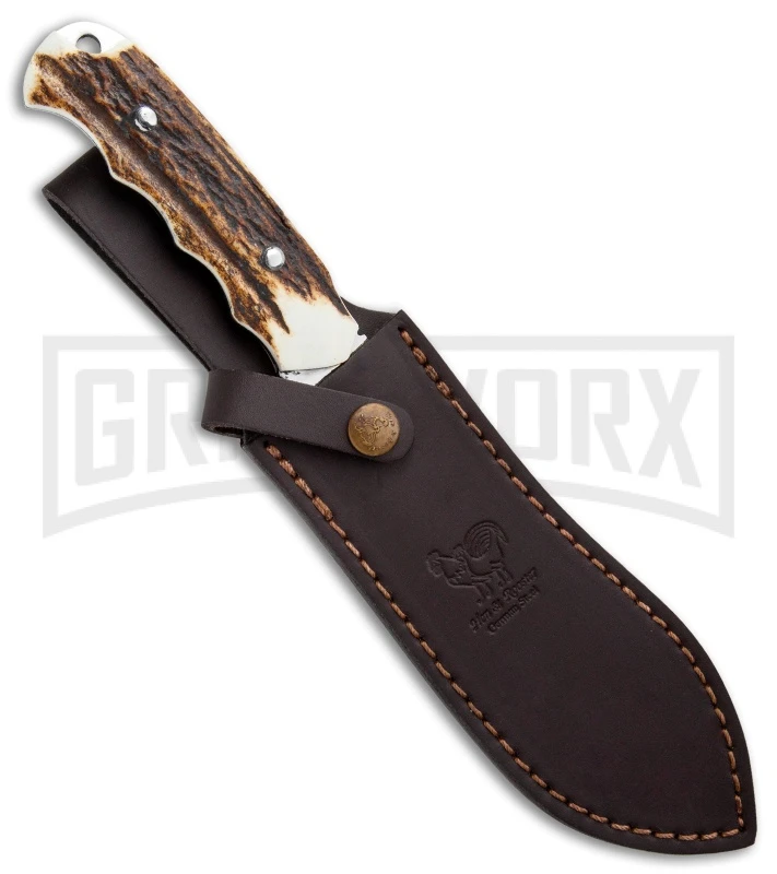 Frost Cutlery Hen & Rooster Rammed Bowie Stag Fixed Blade Knife - Satin Plain 3 Frost Cutlery Hen & Rooster Rammed Bowie Stag Fixed Blade Knife - Satin Plain - Image 3