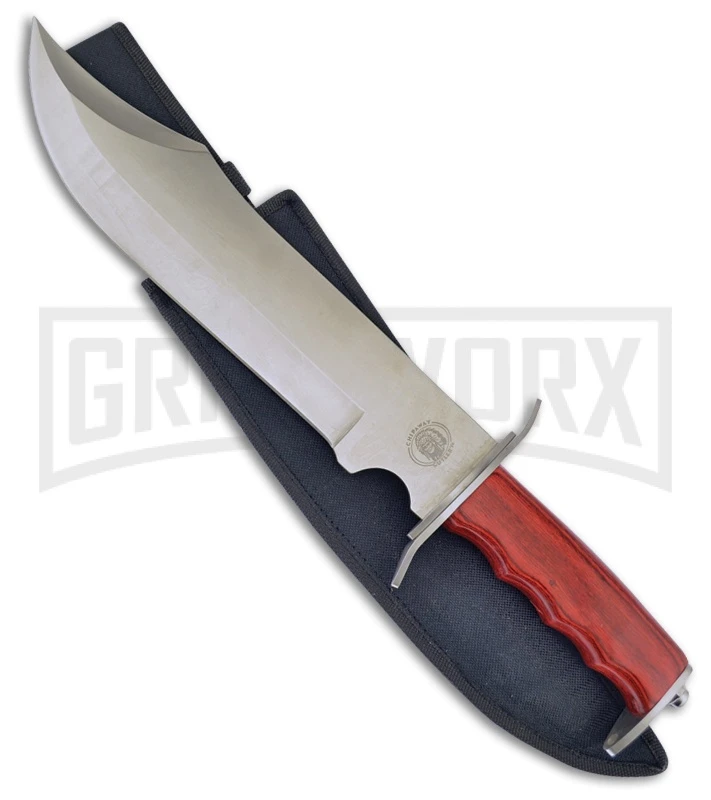 Frost Cutlery Howling Wolf II Red Pakkawood Fixed Blade Knife - Satin Plain 1 Frost Cutlery Howling Wolf II Red Pakkawood Fixed Blade Knife - Satin Plain