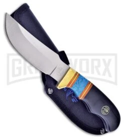 Frost Cutlery Meadow Trailing Blue/Black Pakkawood Fixed Blade Knife - Satin