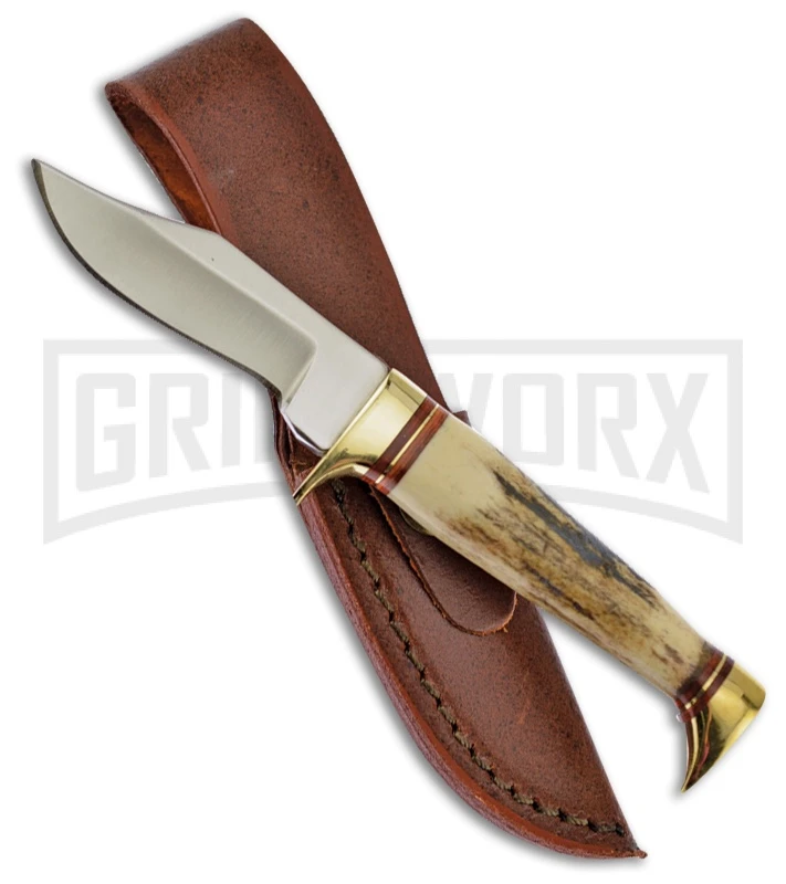 Frost Cutlery Oval Bowie Stag Fixed Blade Knife - Satin Plain 1 Frost Cutlery Oval Bowie Stag Fixed Blade Knife - Satin Plain