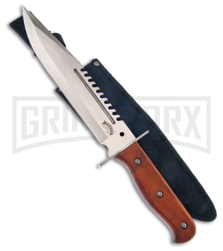 Frost Cutlery Pioneer Bowie Brown Fixed Blade Knife - Satin Plain 1 Frost Cutlery Pioneer Bowie Brown Fixed Blade Knife - Satin Plain