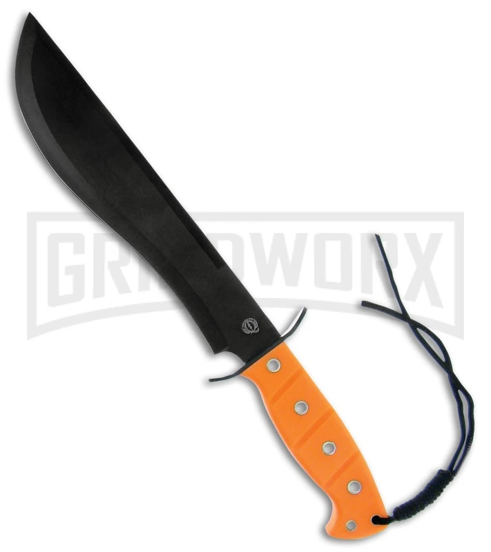 Frost Cutlery Quicksilver Orange Fixed Blade Knife - Black Plain 1 Frost Cutlery Quicksilver Orange Fixed Blade Knife - Black Plain