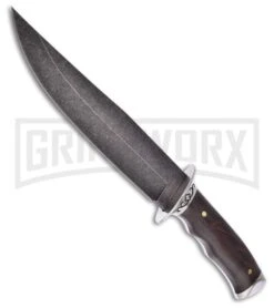 Frost Cutlery Sharps Bowie Walnut Fixed Blade Knife - Black Stonewash Plain