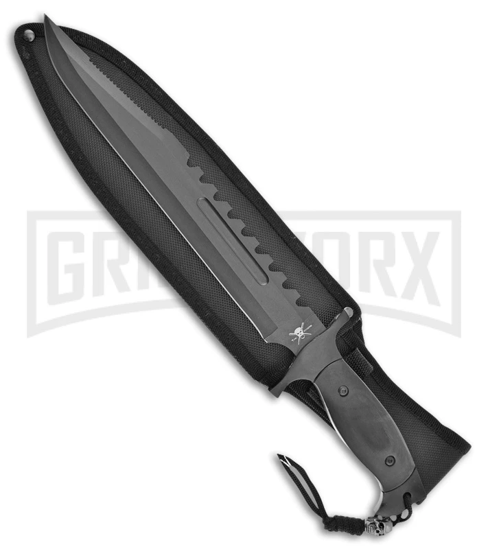 Frost Cutlery Tac Assault Futura Fighter Bowie Fixed Blade Knife - Black Plain 1 Frost Cutlery Tac Assault Futura Fighter Bowie Fixed Blade Knife - Black Plain
