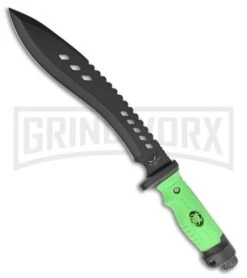 Frost Cutlery Tac Assault Survivor Green Fixed Blade Knife - Black Plain
