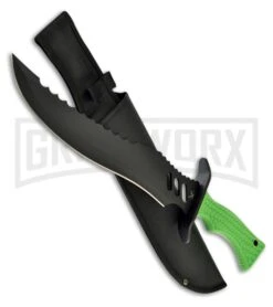 Frost Cutlery Tac Xtreme Executioner Green Fixed Blade Knife - Black Plain
