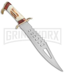 Frost Cutlery Whitetail Second Cut Bone Fixed Blade Knife - Bowie Satin Plain -Kershaw Sale Store Frost Cutlery Whitetail Bowie Second Cut Bone Satin FWT058SC BHQ 66784 jr spine large