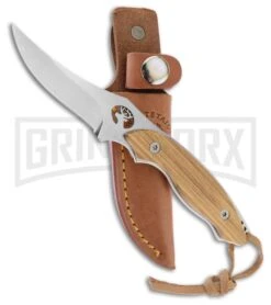 Frost Cutlery Whitetail Skinner Zebrawood Fixed Blade Knife - Satin Plain