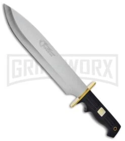 Frost Cutlery Quicksilver Bowie Black Fixed Blade Knife - Satin Plain