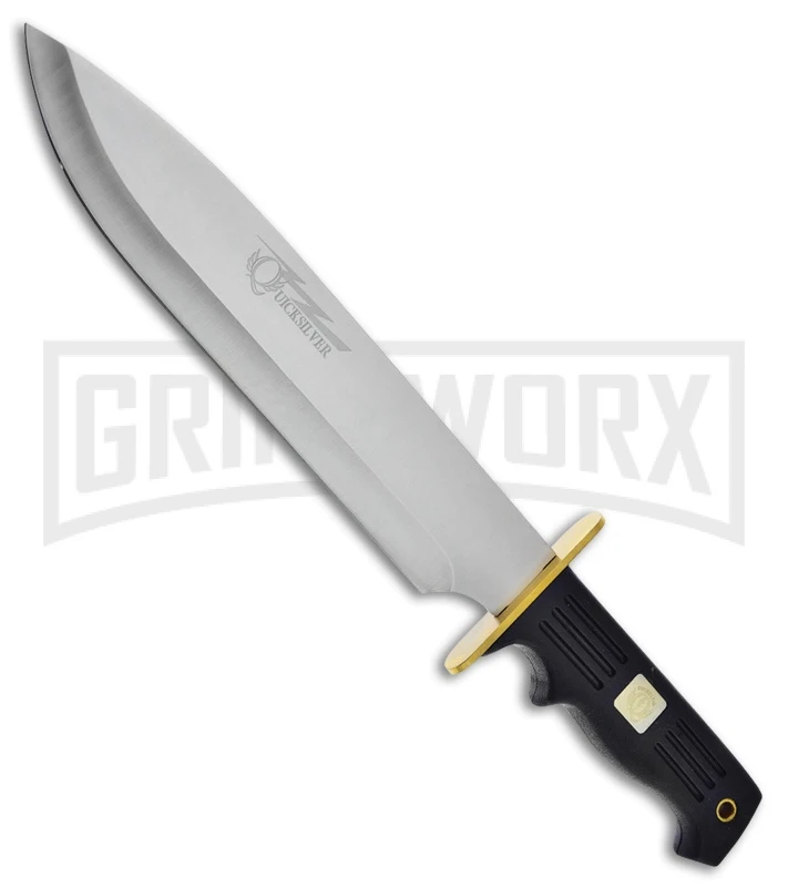 Frost Cutlery Quicksilver Bowie Black Fixed Blade Knife - Satin Plain 1 Frost Cutlery Quicksilver Bowie Black Fixed Blade Knife - Satin Plain