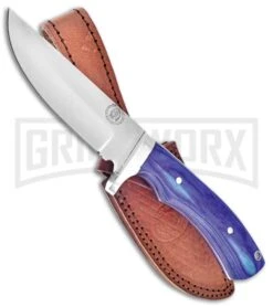 Frost Cutlery Chipaway Classic Hunter Blue Wood Fixed Blade Knife - Satin Plain
