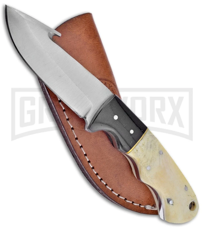 Frost Cutlery Chipaway Guthook Skinner Horn/Bone Fixed Blade Knife - Satin Plain 1 Frost Cutlery Chipaway Guthook Skinner Horn/Bone Fixed Blade Knife - Satin Plain