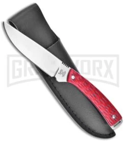 Frost Cutlery Hen & Rooster Small Hunter Red Fixed Blade Knife - Satin Plain