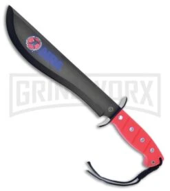 Frost Cutlery NRA Quicksilver Bowie Red Fixed Blade Knife - Black Plain