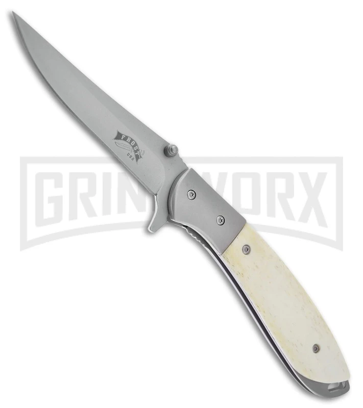 Frost Cutlery Ossein Spring Assisted Knife - Satin Plain 1 Frost Cutlery Ossein Spring Assisted Knife - Satin Plain