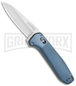 Gerber Highbrow Blue Aluminum Assisted Opening Knife - Satin Plain