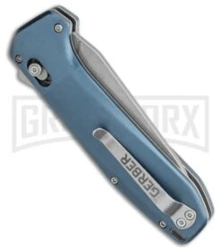 Gerber Highbrow Blue Aluminum Assisted Opening Knife - Satin Plain -Kershaw Sale Store Gerber Highbrow Assisted Oopening Blue Aluminum Satin BHQ 105483 jr BS side large