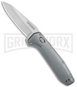 Gerber Highbrow Gray Aluminum Assisted Opening Knife - Stonewash Plain