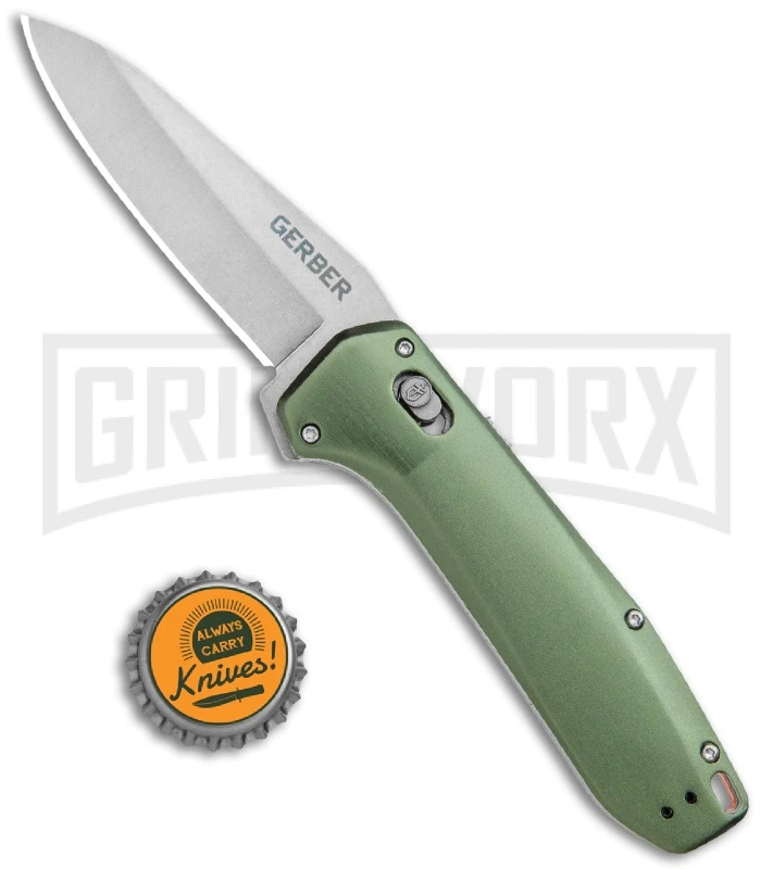Gerber Highbrow Green Aluminum Assisted Opening Knife - Stonewash Plain 4 Gerber Highbrow Green Aluminum Assisted Opening Knife - Stonewash Plain - Image 4