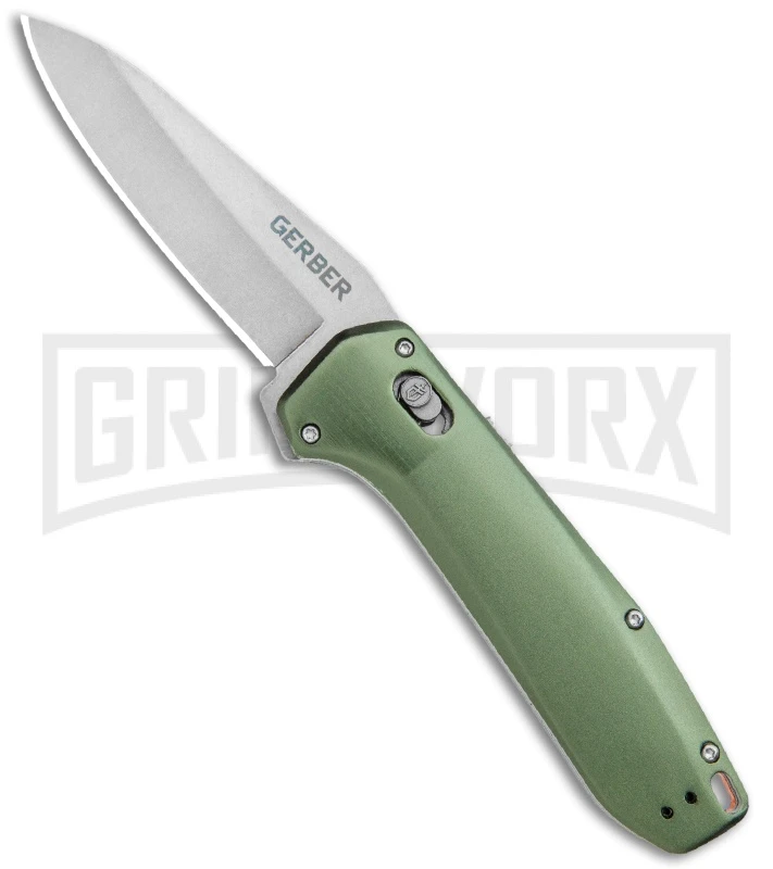 Gerber Highbrow Green Aluminum Assisted Opening Knife - Stonewash Plain 1 Gerber Highbrow Green Aluminum Assisted Opening Knife - Stonewash Plain