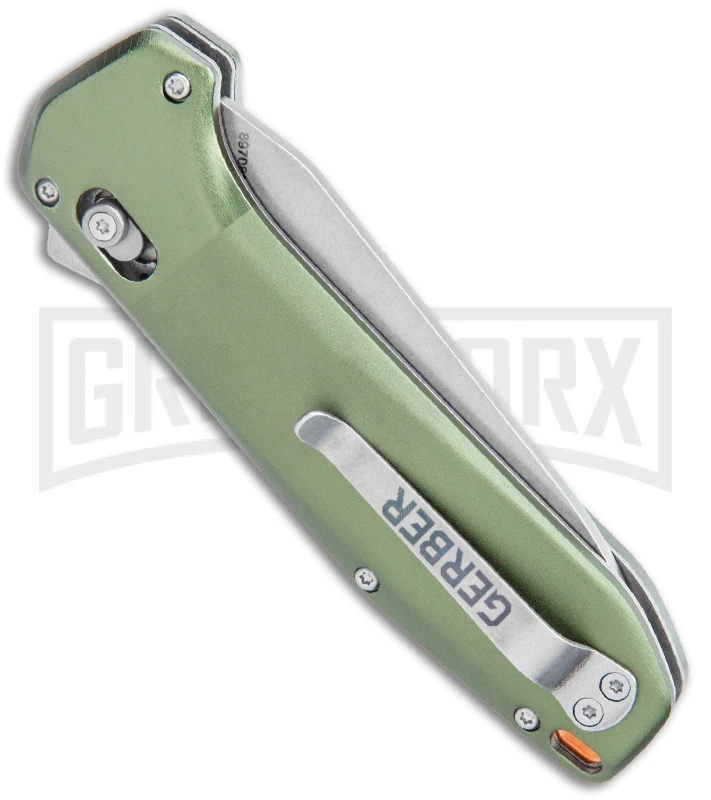 Gerber Highbrow Green Aluminum Assisted Opening Knife - Stonewash Plain 3 Gerber Highbrow Green Aluminum Assisted Opening Knife - Stonewash Plain - Image 3