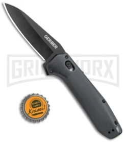 Gerber Highbrow Onyx Aluminum Assisted Opening Knife - Black Plain -Kershaw Sale Store Gerber Highbrow Assisted Opening Onyx Aluminum Black BHQ 105482 jr bottlecap large