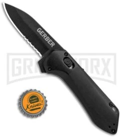Gerber Highbrow Compact Black Al A/O Spring Assisted Knife - Onyx Serr -Kershaw Sale Store Gerber Highbrow Compact A O SA Black Onyx Serr 30 001525N BHQ 94155 jr bottlecap large
