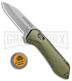 Gerber Highbrow Compact Green Al A/O Spring Assisted Knife - Stonewash Plain -Kershaw Sale Store Gerber Highbrow Compact A O SA Green SW 30 001526N BHQ 94156 jr bottlecap large