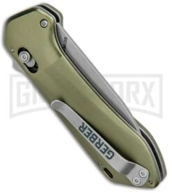 Gerber Highbrow Compact Green Al A/O Spring Assisted Knife - Stonewash Plain -Kershaw Sale Store Gerber Highbrow Compact A O SA Green SW 30 001526N BHQ 94156 jr side large