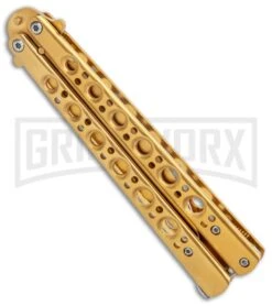 Gold Balisong Butterfly Knife - Gold -Kershaw Sale Store Gold Balisong Butterfly Knife Gold GX 37518 jr spine large
