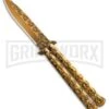 Gold Skull Balisong Butterfly Knife - Gold Plain 12 Gold Skull Balisong Butterfly Knife - Gold Plain -Kershaw Sale Store Gold Skull Balisong Drop Point Butterfly Knife GX 37608 td large